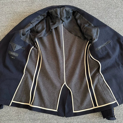 Gucci Wool Blend Blazer in Navy Blue