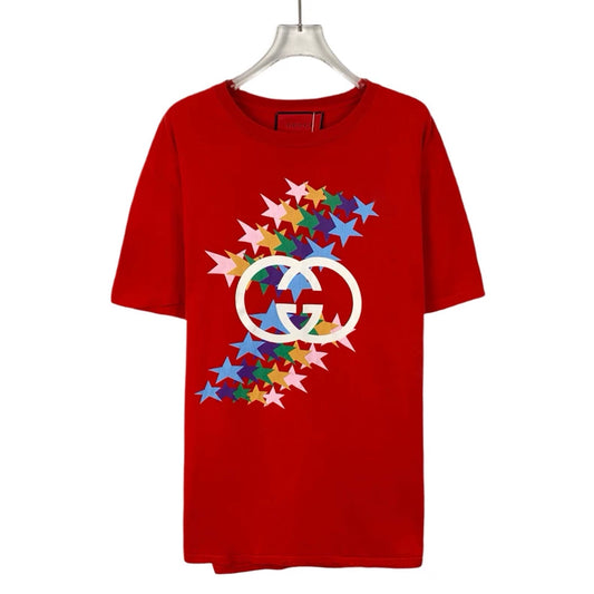 Gucci Red Star Print Cotton T-Shirt