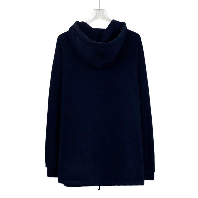 Navy Logo Print Hooded Sweatshirt