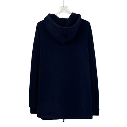 Navy Logo Print Hooded Sweatshirt