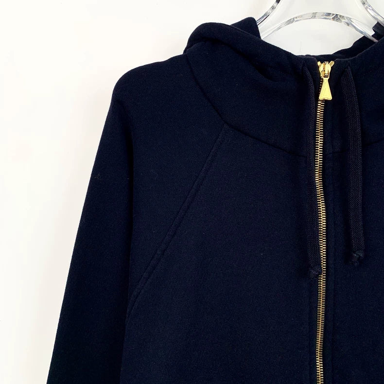 Navy Logo Print Hooded Sweatshirt