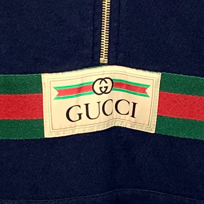 Navy Logo Print Hooded Sweatshirt