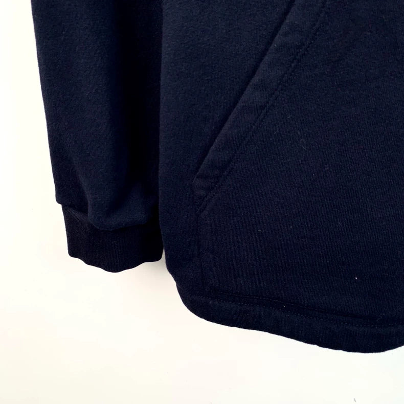 Navy Logo Print Hooded Sweatshirt