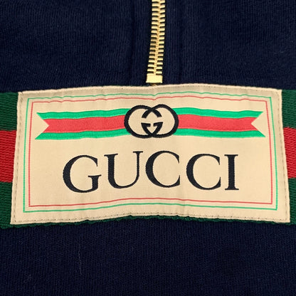 Navy Logo Print Hooded Sweatshirt