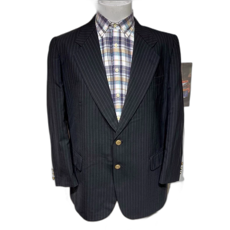 Vintage Dior Black Striped Wool Blazer