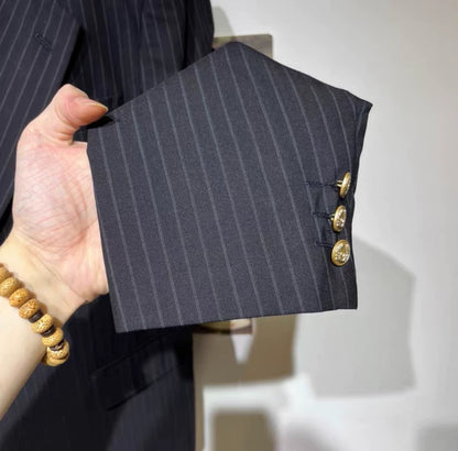 Vintage Dior Black Striped Wool Blazer