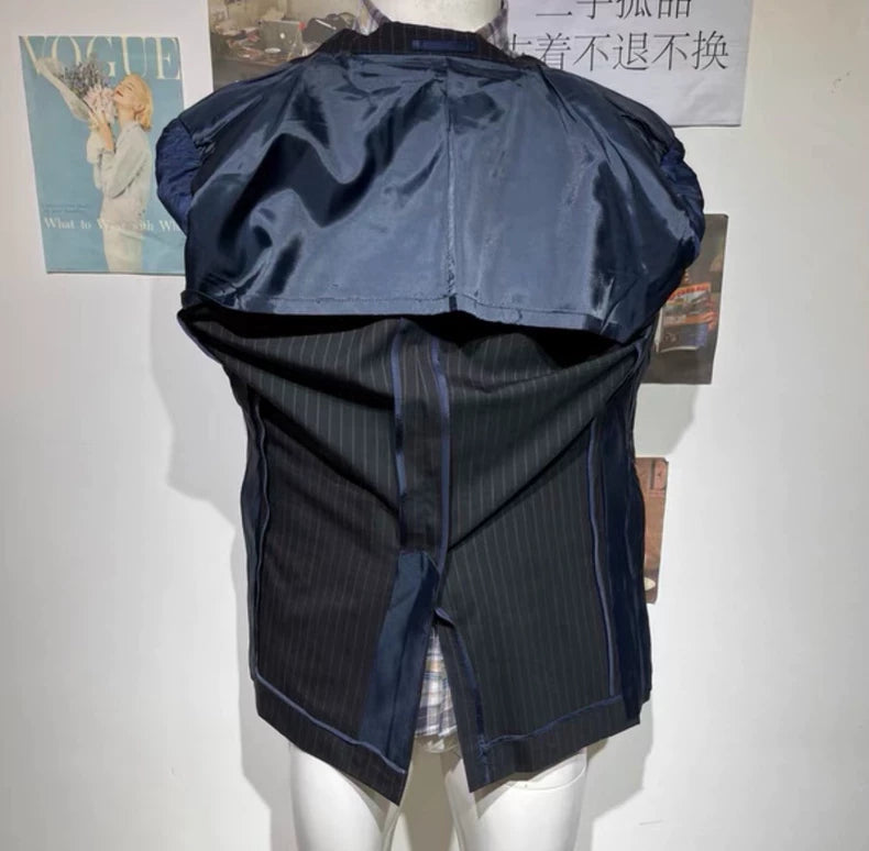 Vintage Dior Black Striped Wool Blazer