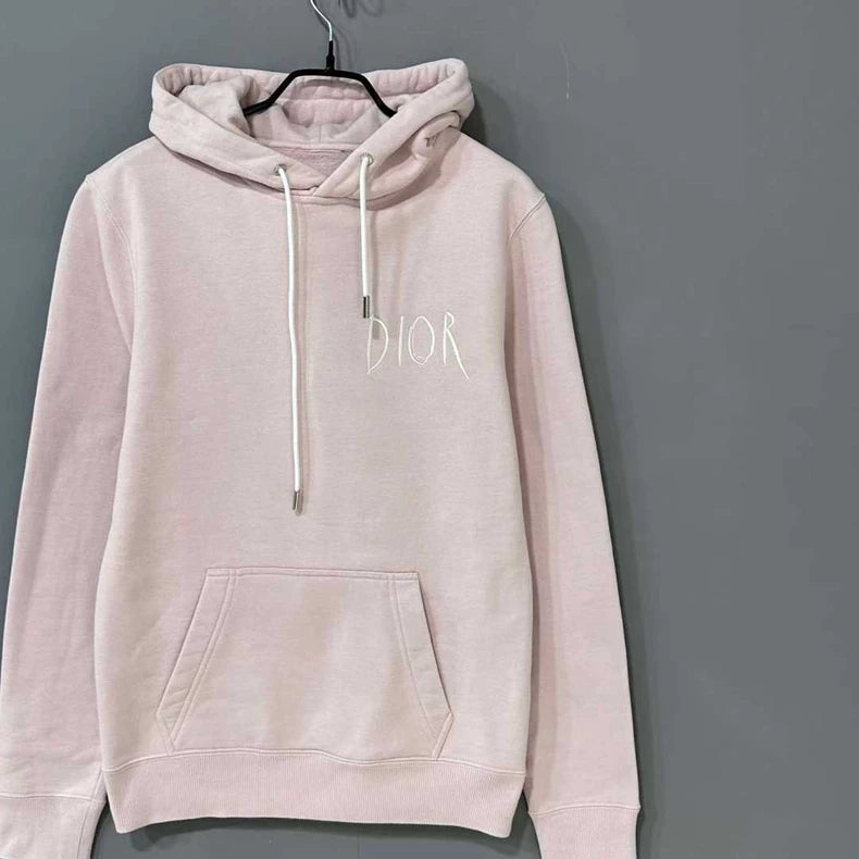 Pink Embroidered Logo Hoodie Dior
