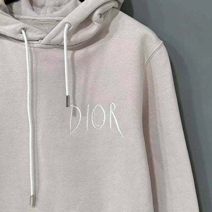 Pink Embroidered Logo Hoodie Dior