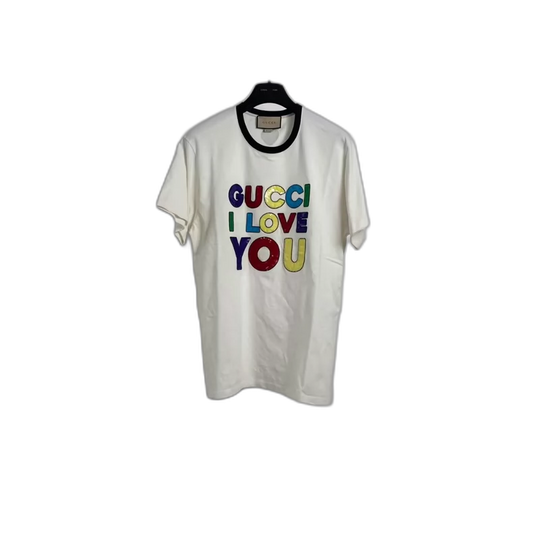 Gucci Sequined Logo White T-Shirt