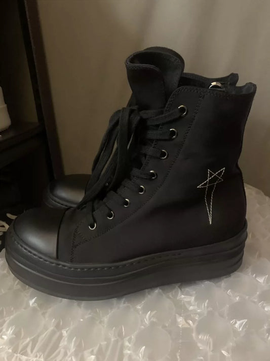 Rick Owens Black High Top Platform Sneakers-yf