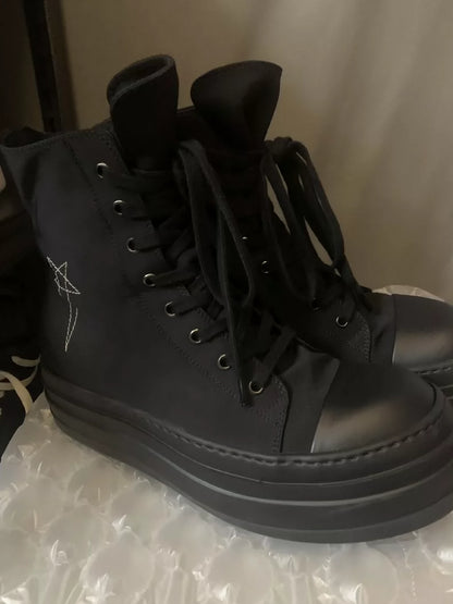 Rick Owens Black High Top Platform Sneakers-yf