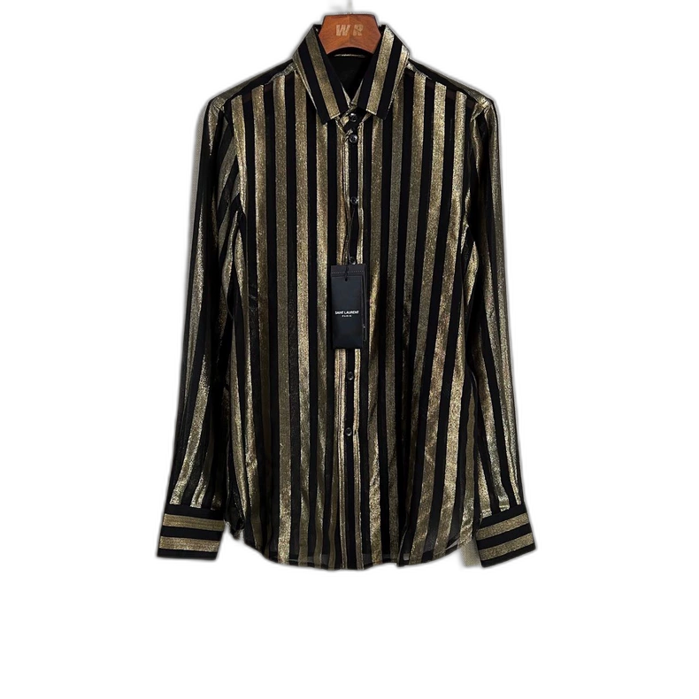 Saint Laurent Black Gold Striped Shirt