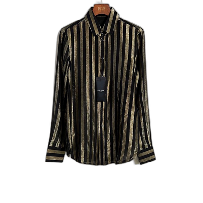 Saint Laurent Black Gold Striped Shirt