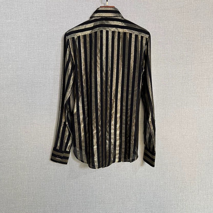 Saint Laurent Black Gold Striped Shirt