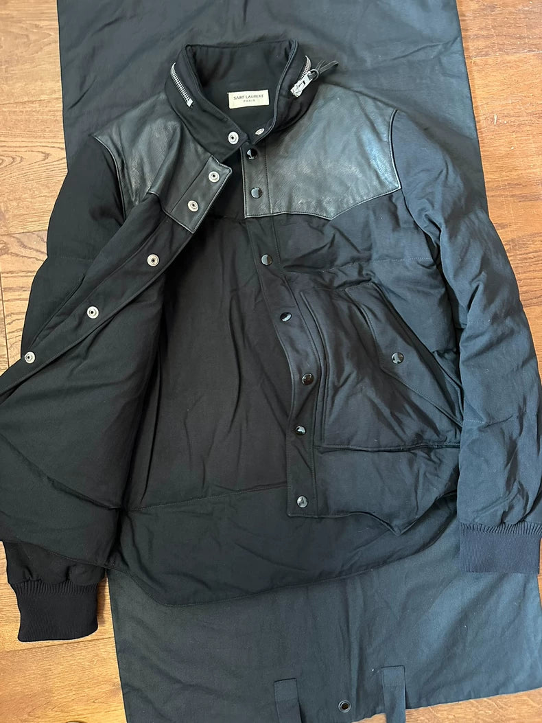Saint Laurent SLP Leather Trim Down Jacket