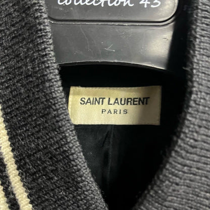 Saint Laurent Black Striped Baseball Jacket