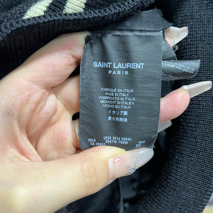Saint Laurent Black Striped Baseball Jacket