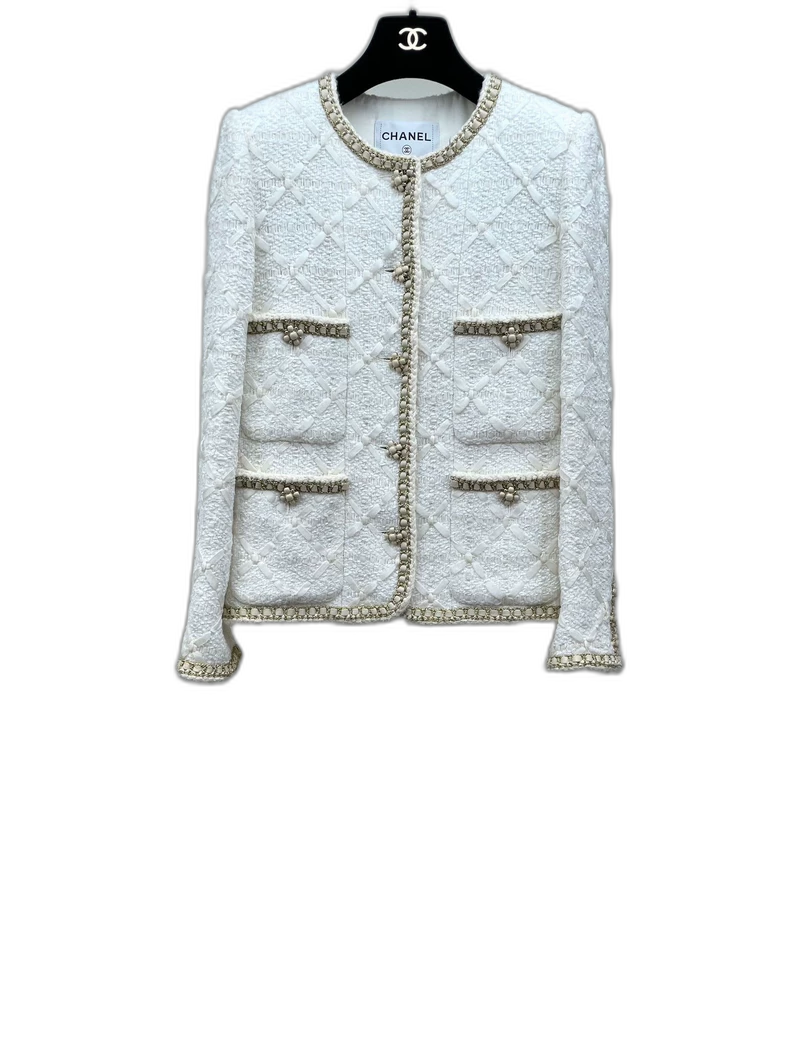 Chanel White Tweed Jacket