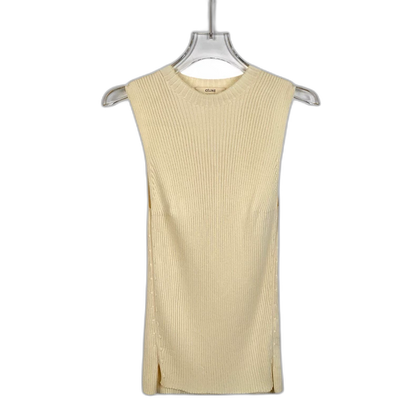 Beige Wool Sleeveless Knit Dress