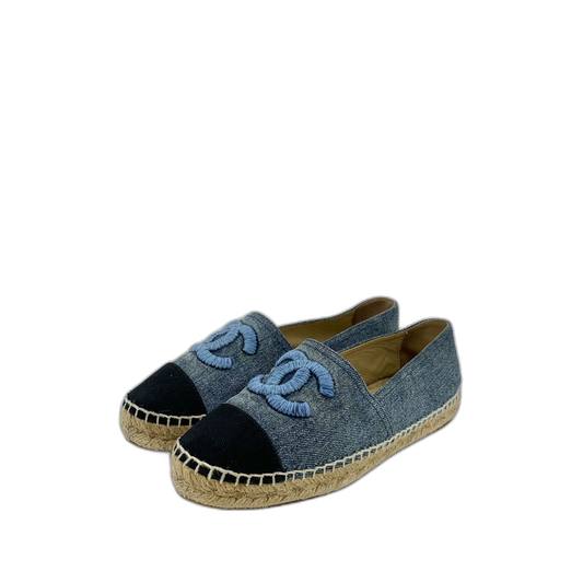 Chanel Blue Logo Embroidered Casual Slip-On Shoes