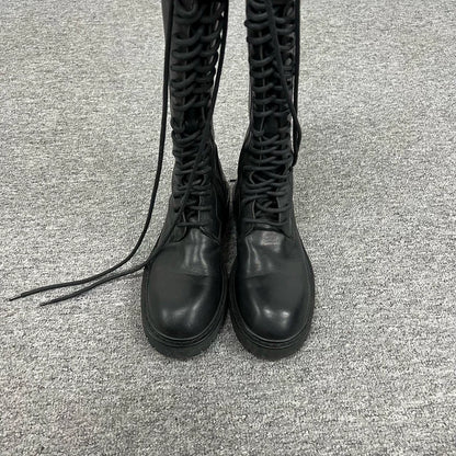 Black Lace-up Long Boots