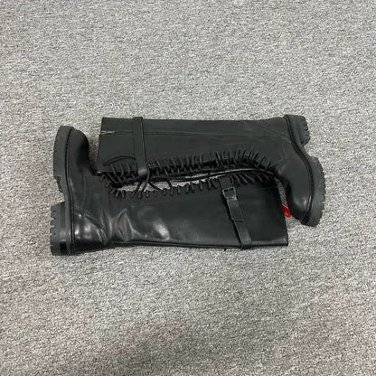 Black Lace-up Long Boots