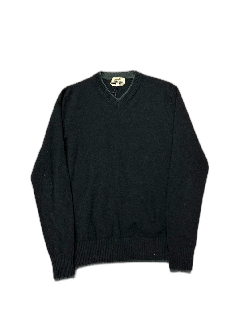 Hermes Black Wool V-Neck Sweater