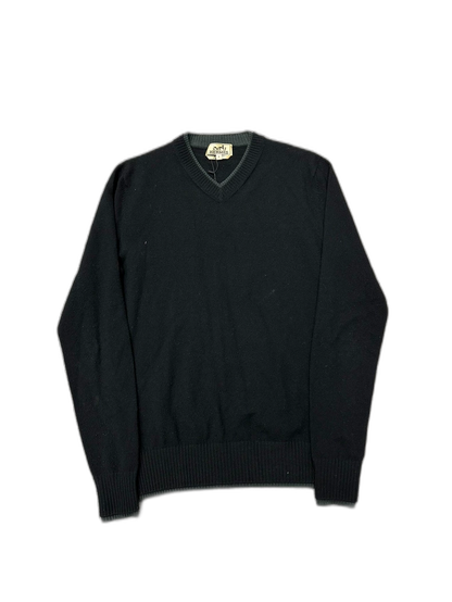 Hermes Black Wool V-Neck Sweater
