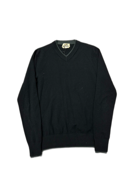 Hermes Black Wool V-Neck Sweater