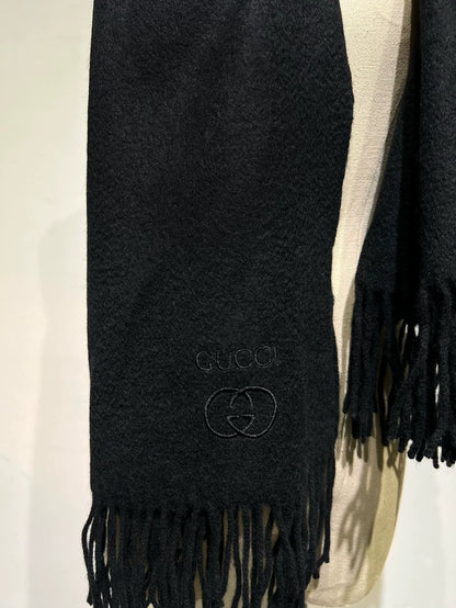 Vintage Black Gucci Alpaca Scarf