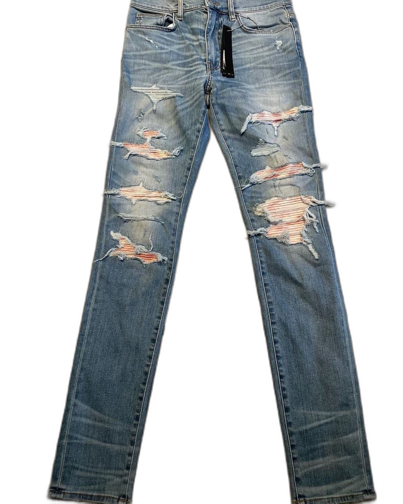 Amiri Blue Watercolor Thrash MX1 Denim Pants