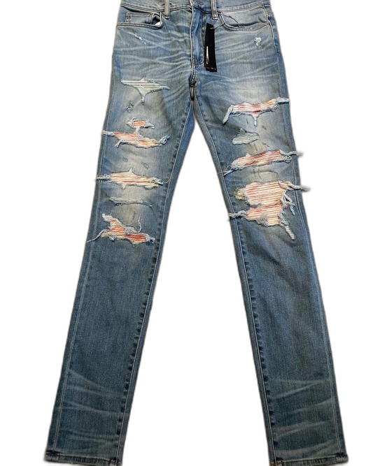 Amiri Blue Watercolor Thrash MX1 Denim Pants