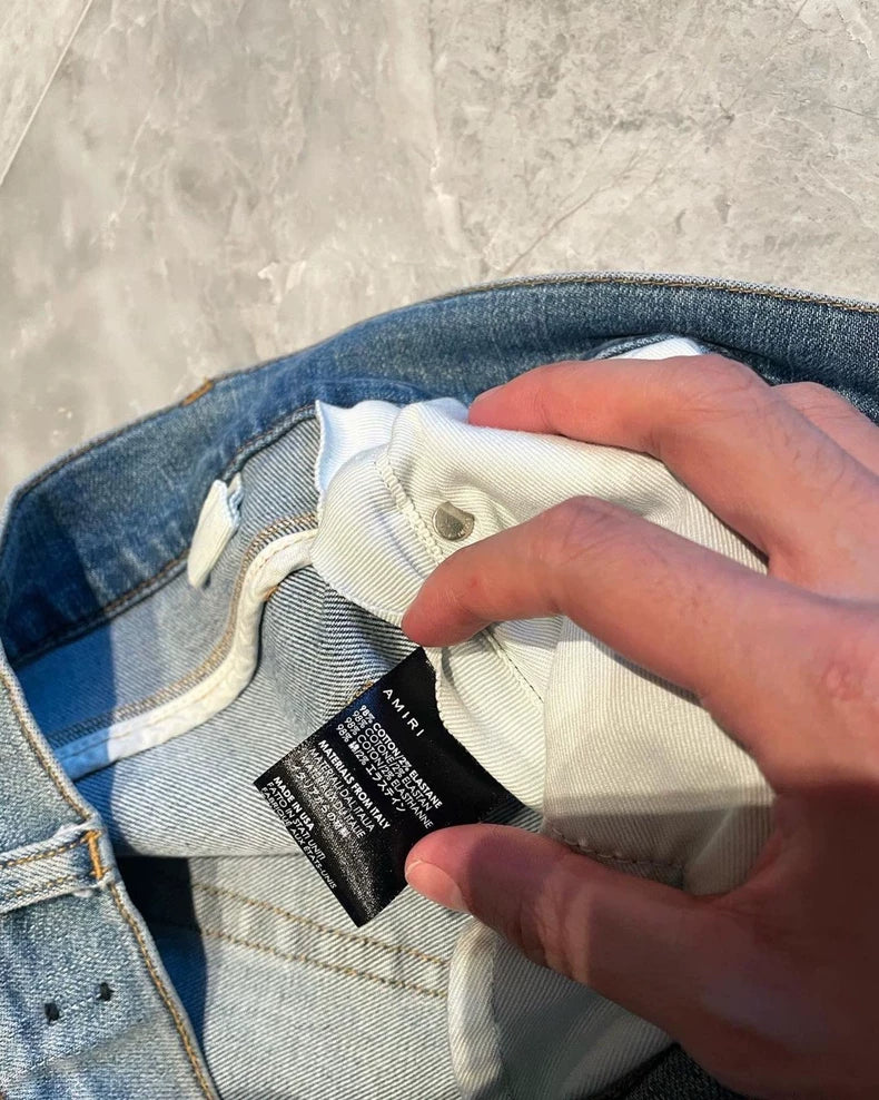 Amiri Blue Watercolor Thrash MX1 Denim Pants