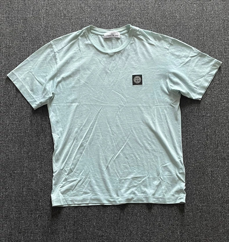 Stone Island Light Blue Short Sleeve T-Shirt-yf
