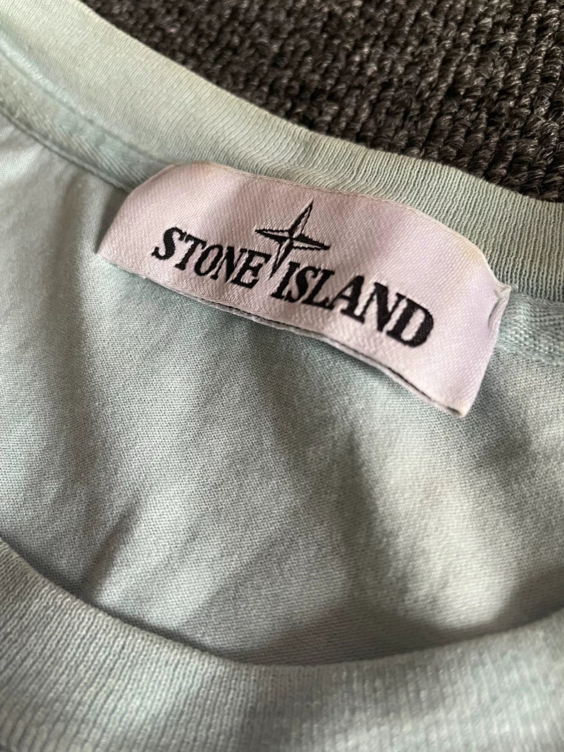 Stone Island Light Blue Short Sleeve T-Shirt-yf