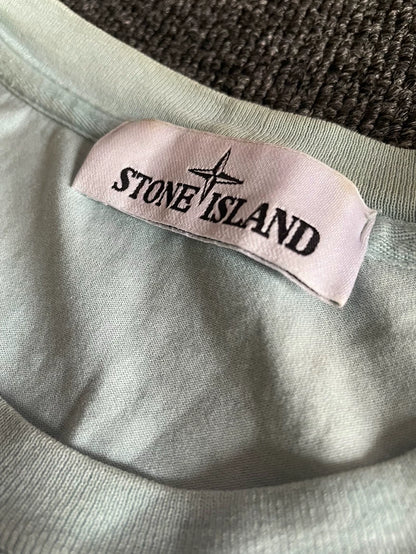 Stone Island Light Blue Short Sleeve T-Shirt-yf