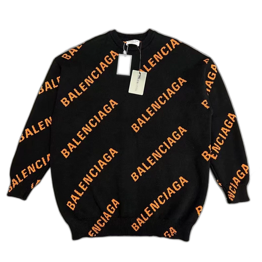 Balenciaga Black Orange Logo Sweater-yf