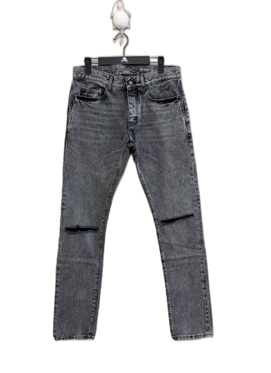 Saint Laurent Black Grey Embroidered Jeans