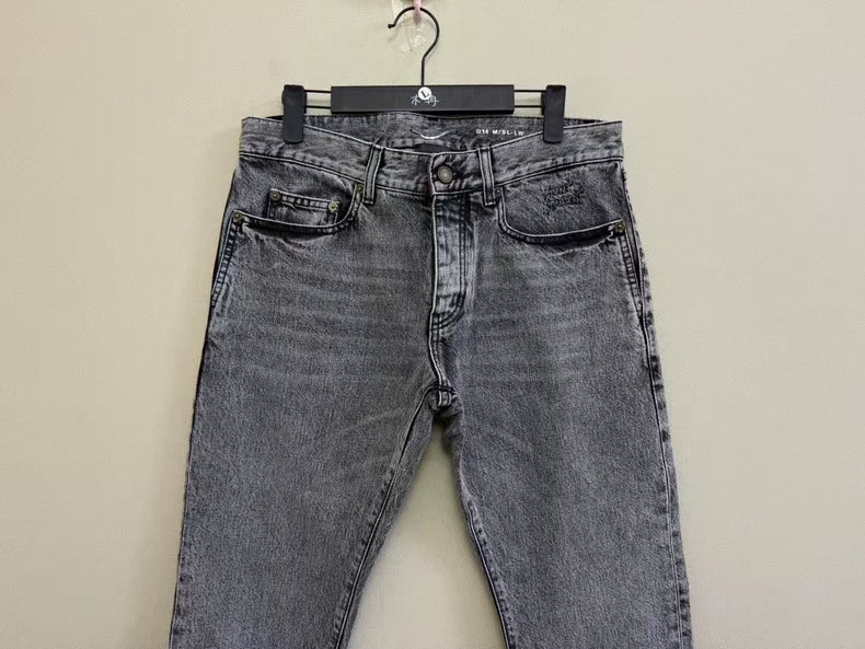 Saint Laurent Black Grey Embroidered Jeans