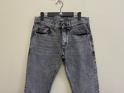 Saint Laurent Black Grey Embroidered Jeans