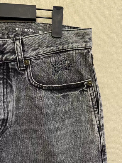 Saint Laurent Black Grey Embroidered Jeans