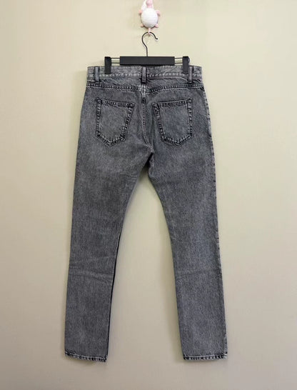 Saint Laurent Black Grey Embroidered Jeans