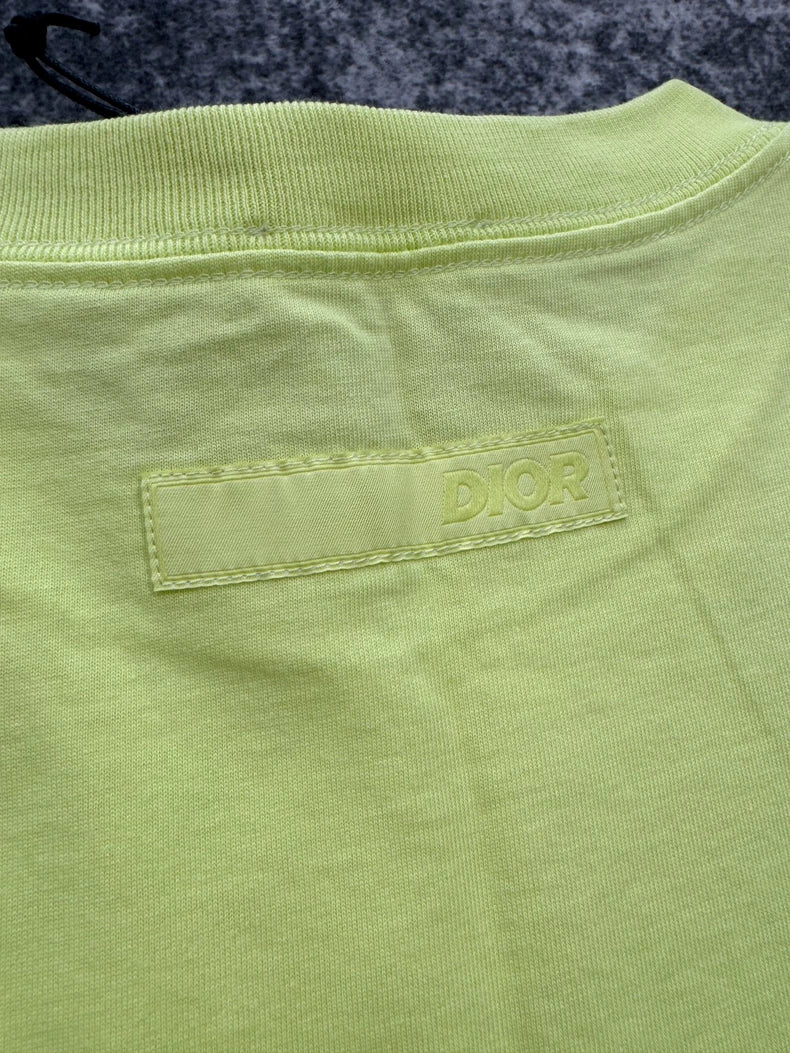Dior Neon Embroidered Logo Short Sleeve T-Shirt