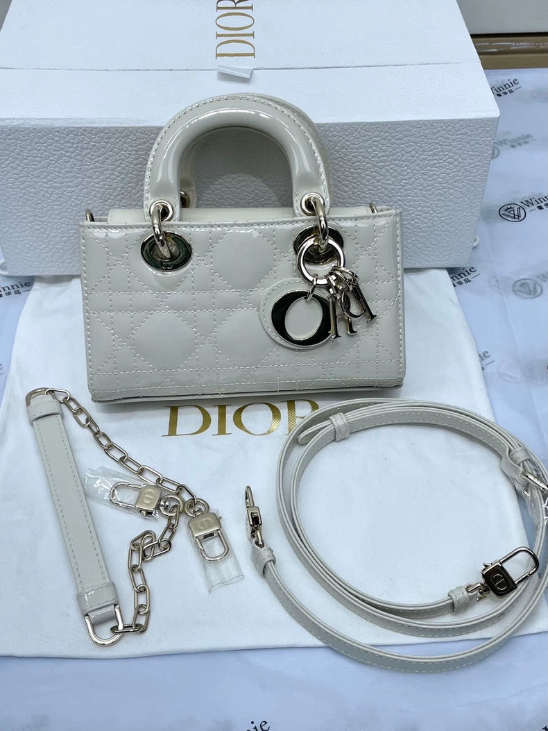 Dior Lady D-JOY White Leather Handbag