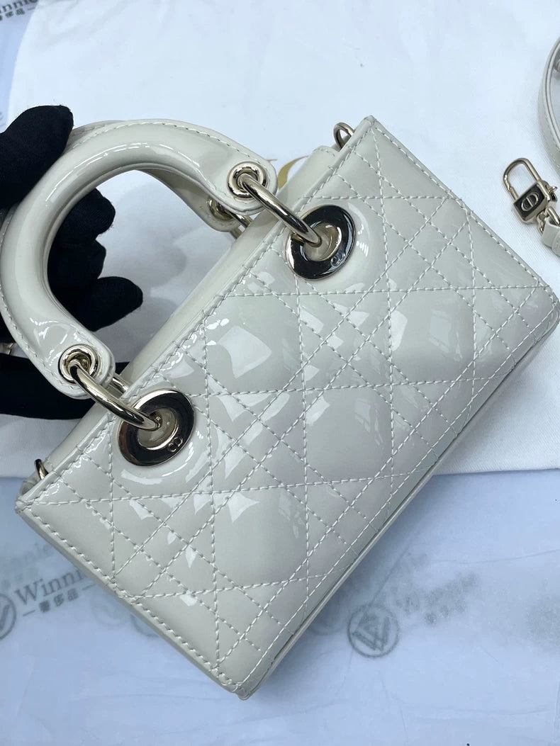 Dior Lady D-JOY White Leather Handbag