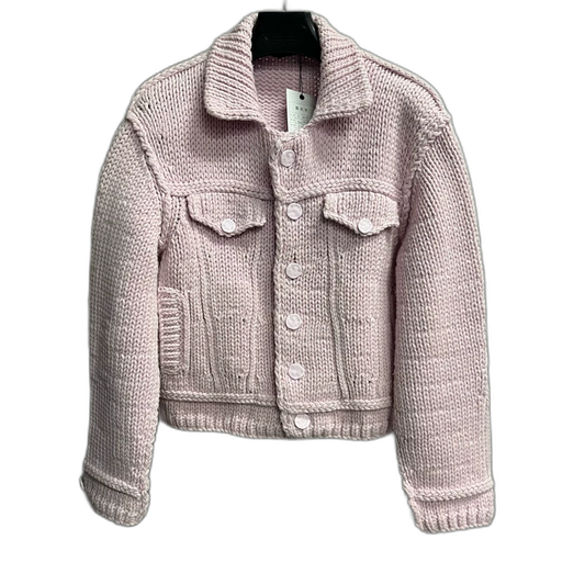 Pink Knitted Button-Up Cardigan Sweater
