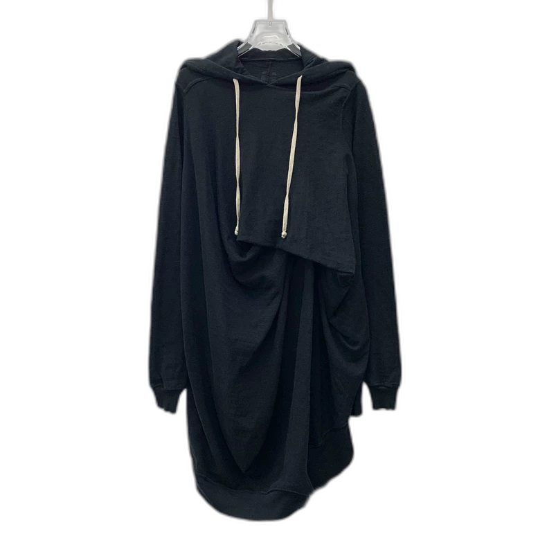 Rick Owens Black Long Sleeve Hooded Sweatshirt
