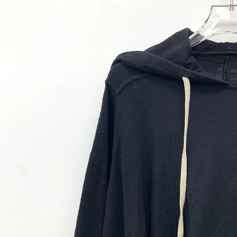 Rick Owens Black Long Sleeve Hooded Sweatshirt