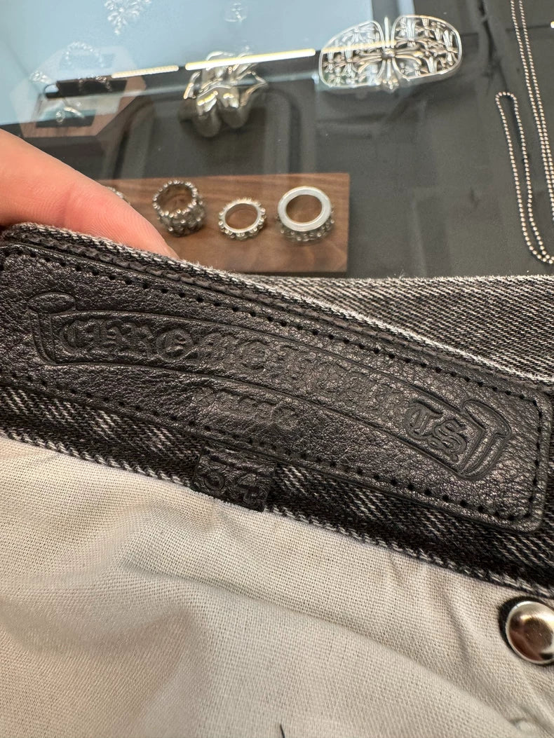 Chrome Hearts Black Gray Jeans with Crosses-yf